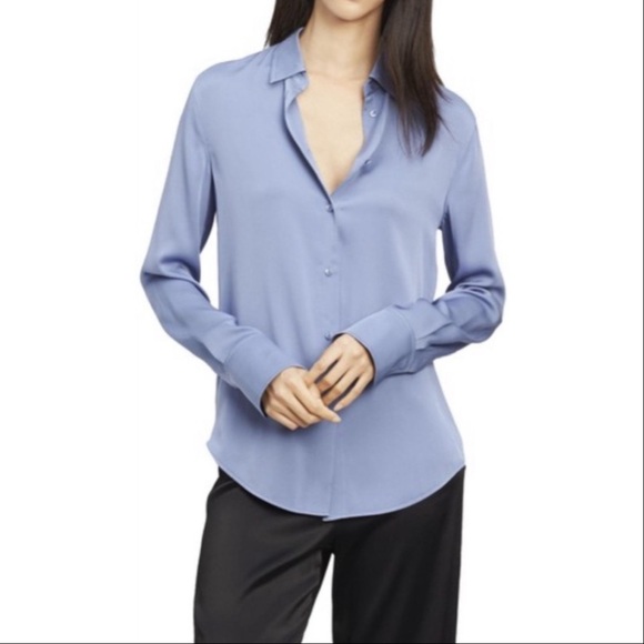 Vince Light Silk Periwinkle Blue Button Down Shirt - Picture 1 of 6